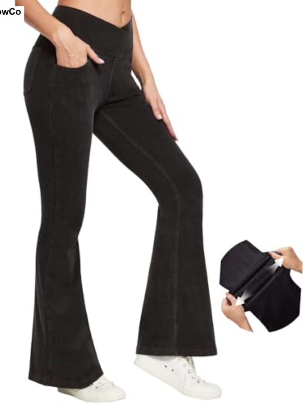 High Waist Bell Bottom Jeans Pull On Flare Leg Stretchy Denim